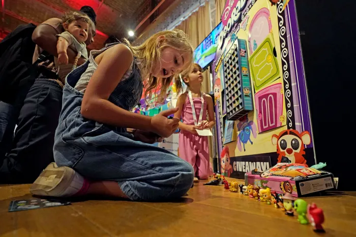 Girls play with Disney Doorables. Parents are advised to get their chosen Christmas gift today ‘today because it might not be there tomorrow’