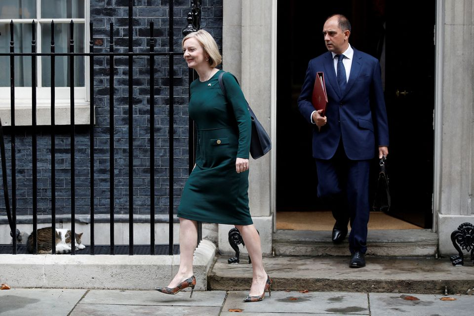 British Prime Minister Liz Truss leaves 10 Downing Street, in London
