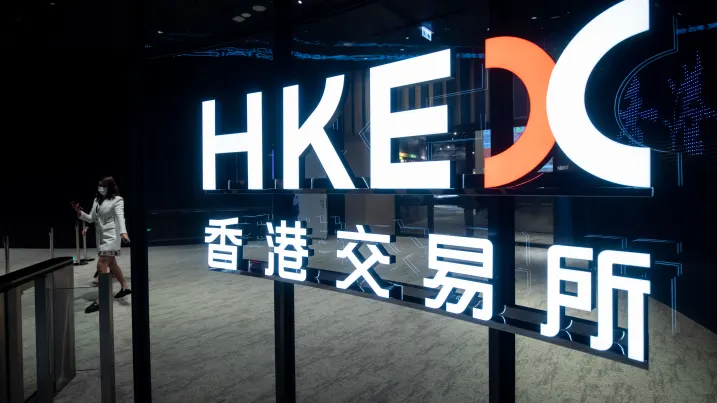 The Hong Kong Stock Exchange in Hong Kong, China, on Wednesday, July 13, 2022. Hong Kong is likely to see more dual-traded companies shift toward primary listings in the financial hub as they seek inclusion in trading links with mainland China, according to the exchange's Chief Executive Officer Nicolas Aguzin.
