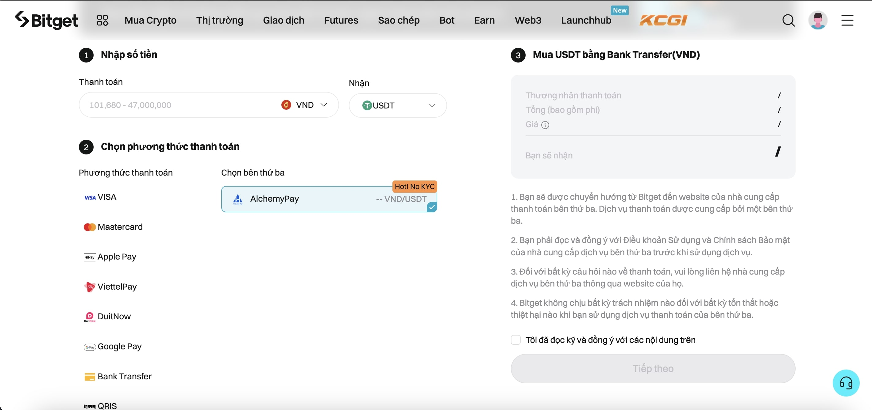 Hướng dẫn cách mua tiền điện tử với Alchemy Pay image 3